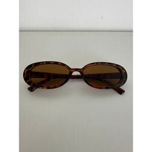 NWOT Womens Y2K Tortoiseshell Brown Slim Narrow Retro 90s 2000s Oval Sunglasses